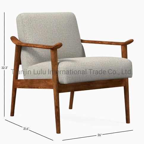 Modern Wooden Leg Design Outdoor Waiting Living Room Furniture Lounge Fabric Leisure Sofa Chair