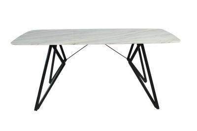 Home Living Room Furniture Imitation Marble Top Dining Table with Metal Frame