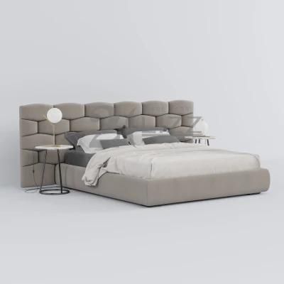 Contemporary High Class Chich Grey Home Bedroom Queen Size Wood Bed Modern Bedroom Furniture