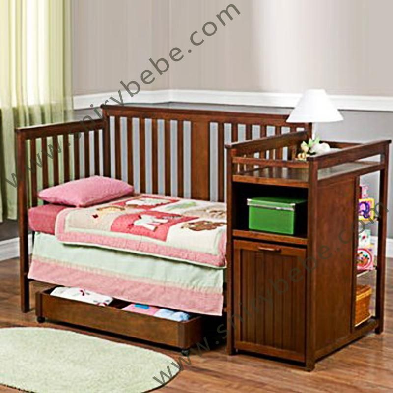 Solid Wooden Comfort Wholesale Factory Supplier Nursery Modern Home Kindergarten Bedroom Baby Kids Children Infant Baby Furniture with Rails and Bassinet