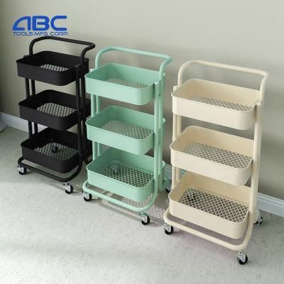 China 3-Tier Metal Rolling/Mobile Utility Cart for Kitchen Food Storage
