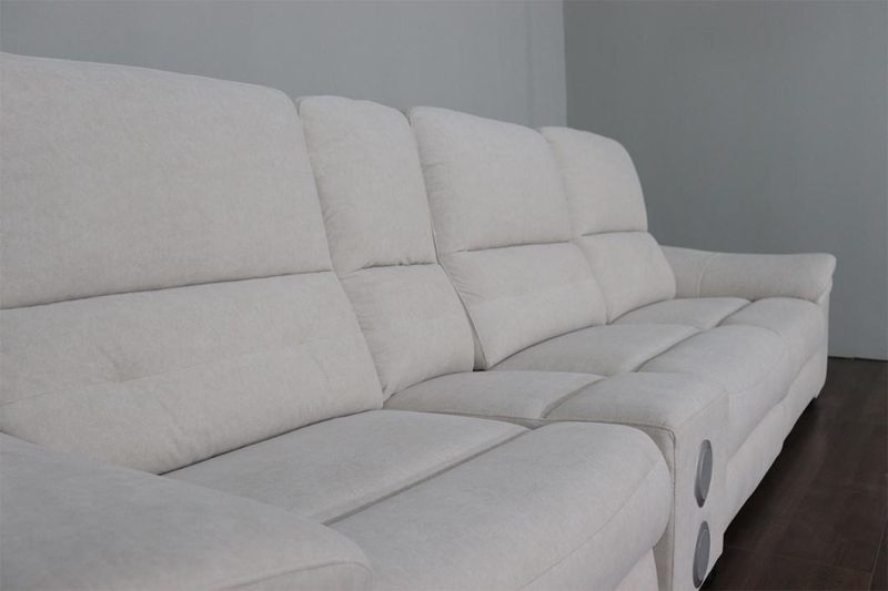 Modern Luxury Gray Fabric Manual Recliner Sofa Set with Cup Holder and Console with Drink Cup