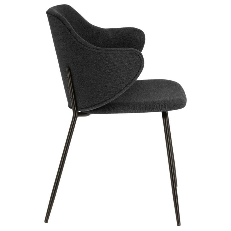 Modern Decoration Black Customized Upholstered Seating Metal Legs Living Room Dining Chair