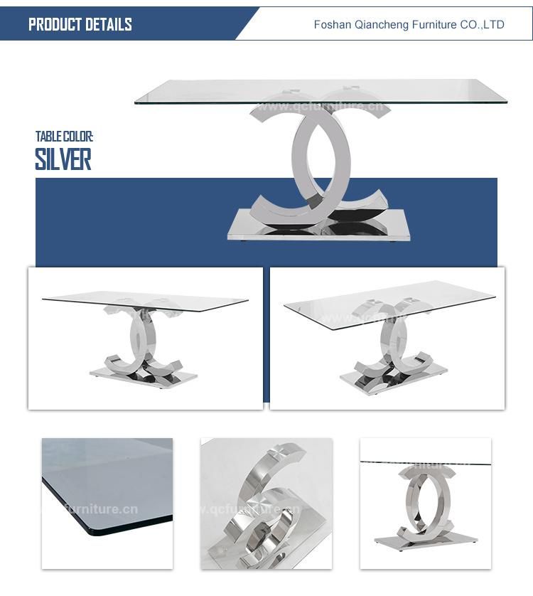 Clear Glass Top Stainless Steel Modern Coffee Table Foshan