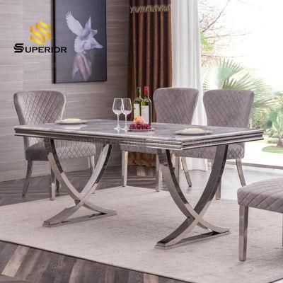 2022 Newest Dining Room Steel Marble Dining Table for Home