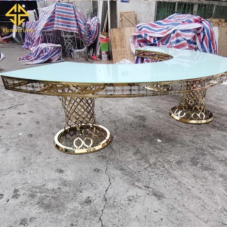 Event Rental Gold Stainless Steel Mfd Top Party Used Round Banquet Tables for Sale