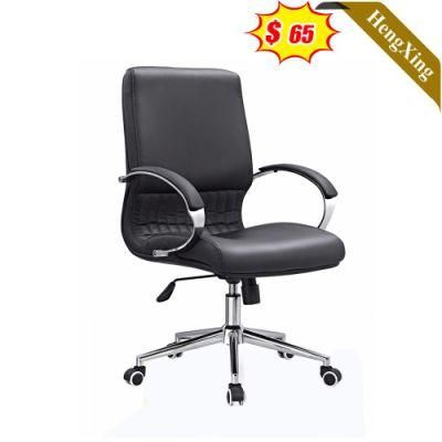Luxury Office Furniture Stainless Steel Legs Height Adjustable Swivel Middle Back Boss Manager Chair
