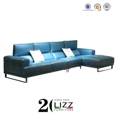 European Modern Leisure Home Living Room Furniture L Shape Genuine Leather Sectional Corner Sofa