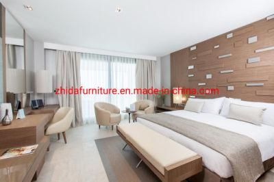 Luxury Apartment Room Modern Five Star Hotel Furniture Villa Living Room Bedroom Wooden King Size Bed with Stool