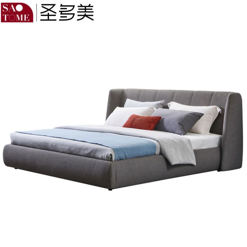 Modern Hotel Bedroom Furniture Wood Cloth 1.5m Double King Bed