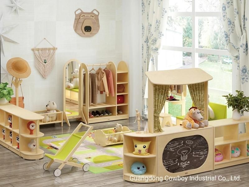 Cowboy Wooden Furniture Set Including Table and Chairs Cabinets for Preschool and Daycare