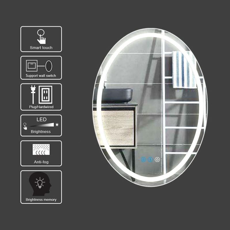 Customized Glass Rectangle Round Wall Makeup Decorative Dressing Make up LED Light Mirror