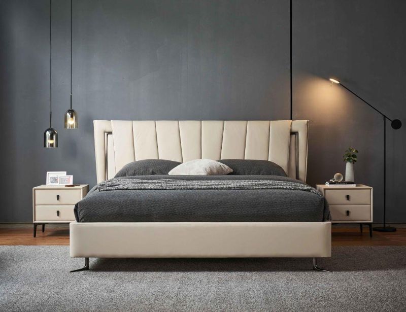 Modern Bedroom Furniture Beds Genuine Leather Bed King Size Bed Single Bed Gc2116