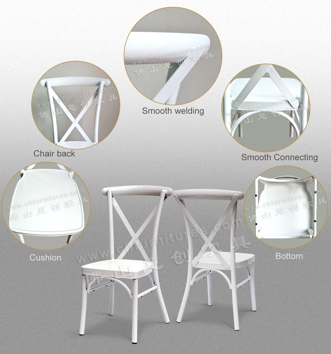 Yc-A68 Hot Selling 2019 Stackable Metal Chrome Cross Back White Wedding Chair