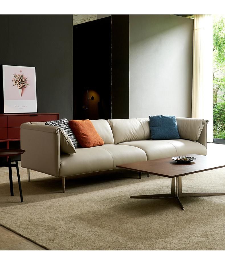 China Manufacturer Wholesale Price Italian Brand Furniture Design Living Room Sofas 4 Seater Leather Sofa