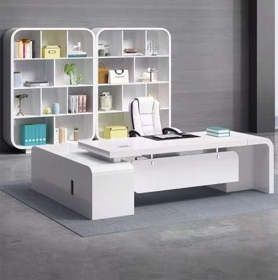 New Luxury Modern Simple Elegant Office Furniture White Wooden Boss Desk