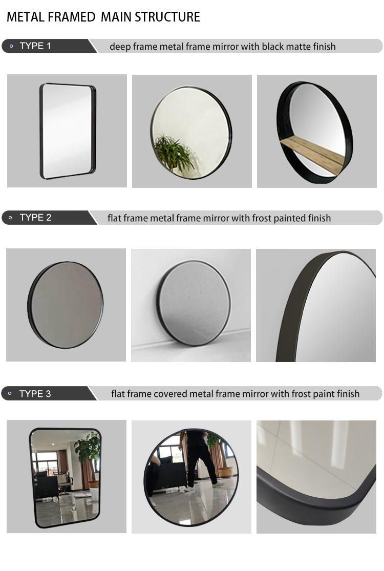 Jinghu Aluminum Alloy Metal Framed Bathroom Mirror 2′′ Deep Design for Bathroom