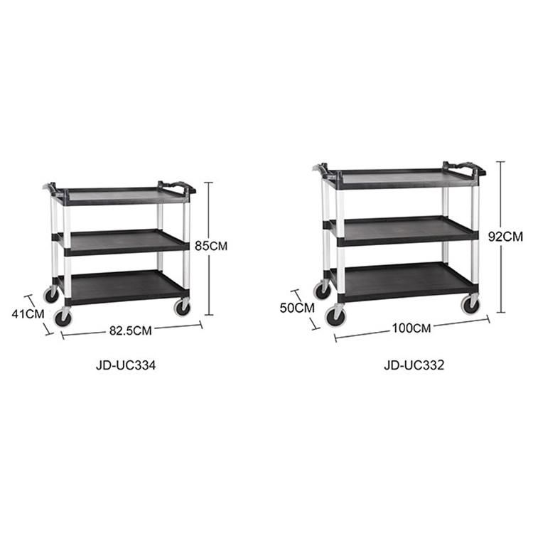 Multifunctional Hotel Kitchen Plastic Serving Cart Trolley Durable Plastic Trolley with Wheels