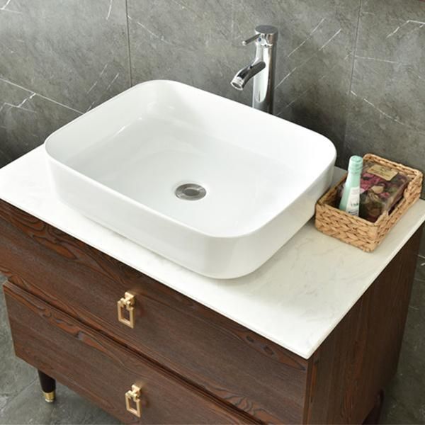 MDF Sanitary Ware Matt Wood Wash Basin Bathroom Vanity with LED Mirror