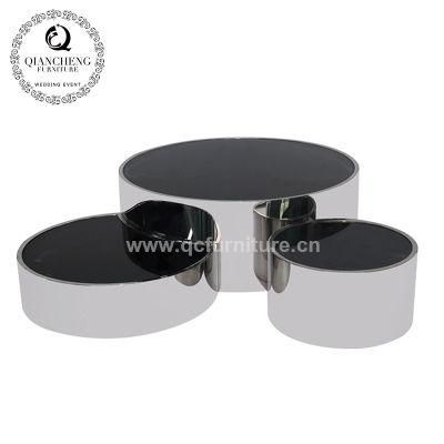 Metal Coffee Table Black Glass Top Dining Room Furniture Wholesale Furniture