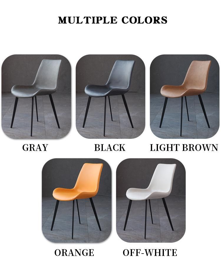 Modern Hotel Restaurant Furniture Leisure Metal Frame Leather Dining Chairs
