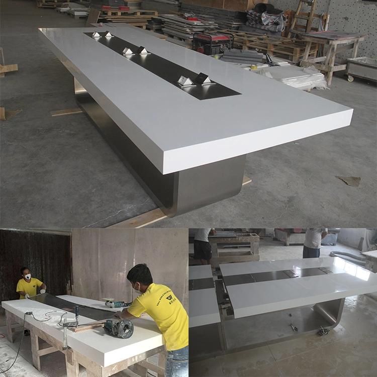 White Black Color with Power Socket Meeting Conference Table for Sale