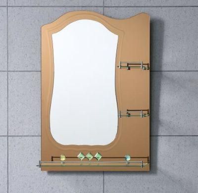 Double-Layer Vanity Top Bathroom Art Beveled Mirror with Shelf
