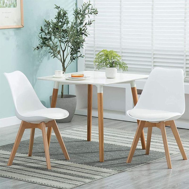 Wholesale Modern Design Nordic Cheap High Quality Wood Legs Blue Plastic Dining Chair and Table Set for Kitchen