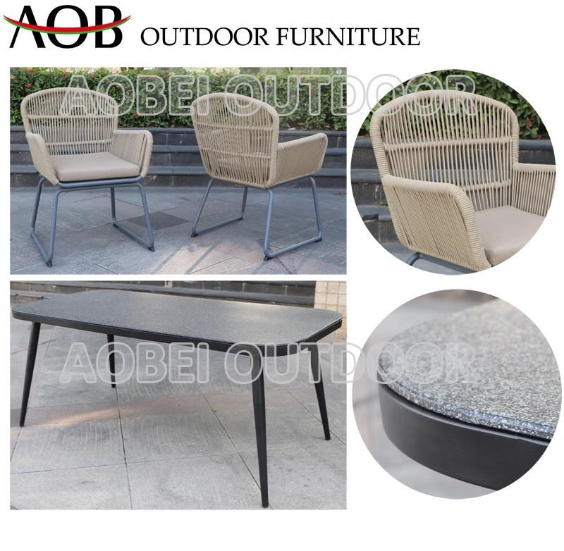 Modern Exterior Outdoor Garden Bar Rope Weaving Home Hotel Restaurant Dining Chair Table Set Furniture