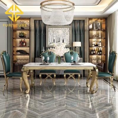 2021sawa Wholesale Modern Restaurant Furniture, Stainless Steel and Natural Marble Table and Chair Covers