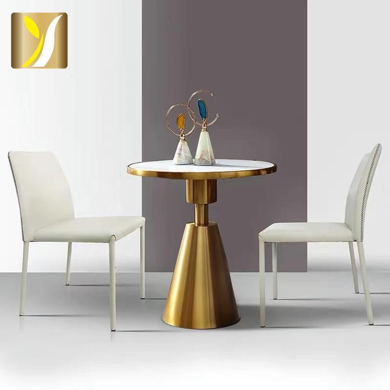 Modern Furniture Luxury Design Gold Stainless Steel Base Marble Top Tea Side Coffee Table