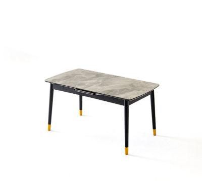 Carbon Steel Restaurant Furniture Grey Marble Rock Beam Table