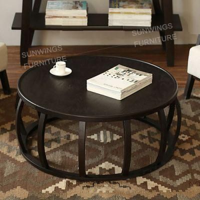 Chinese Style MDF Wooden Living Room Furniture Veneer Coffee Table Round Table