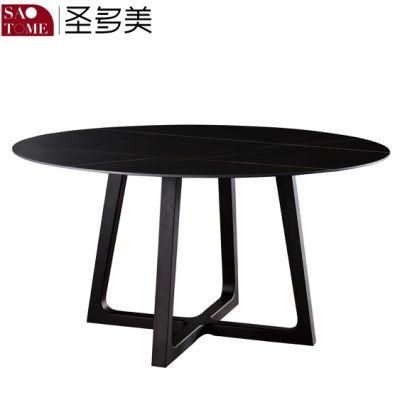 Modern Fashionable and Atmospheric Smoked White Oak Household Round Dining Table