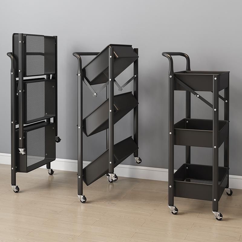 Multi-Purpose Shelf Library Kitchen Bathroom Storage Trolley Cart 3-Tier Rolling Utility Organizer Rack with Lock Wheels