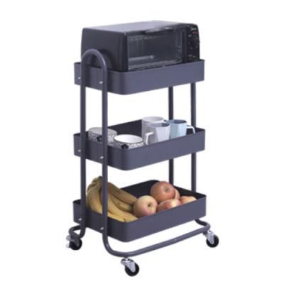 Factory Whole Sale 3 Layers Metal Kitchen Rack with Wheels Storage Car