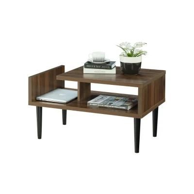 MID-Century Modern Coffee Table with Wooden Legs in Brown