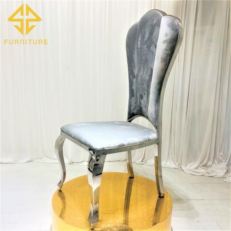 Hote Sale Hotel Furniture Velvet Upholstered Chrome Dining Chair