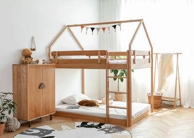 Nordic All Solid Wood Children&prime; S Height and Child-Mother Modern Minimalist Two-Layer White Oak Bunk Bed 0020