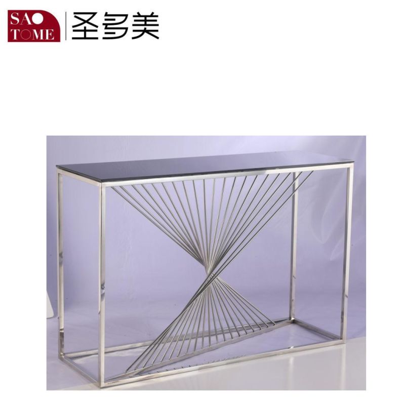 Modern Simple Living Room Furniture Glass Stainless Steel Round Coffee Table