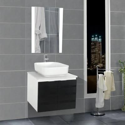 Black and White PVC Bathroom Cabinet with Single Mirror
