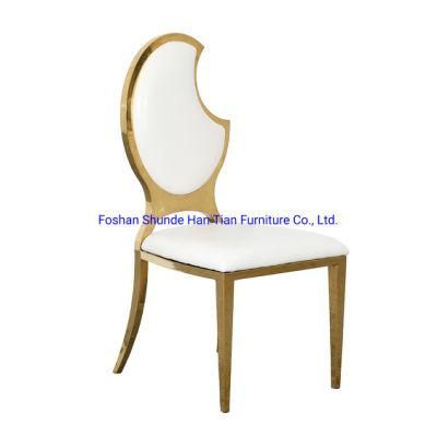 Moon Design Back Metal PU Leather Wedding Hotel Restaurant Dining Chair