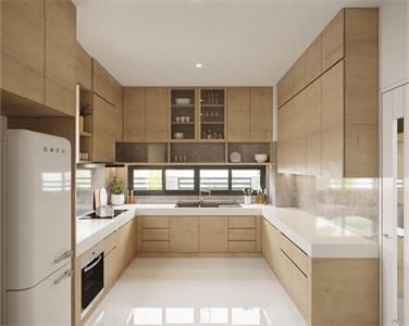 Modern Customized Large Sized Freestanding U Shaped Melamine Kitchen Cabinet