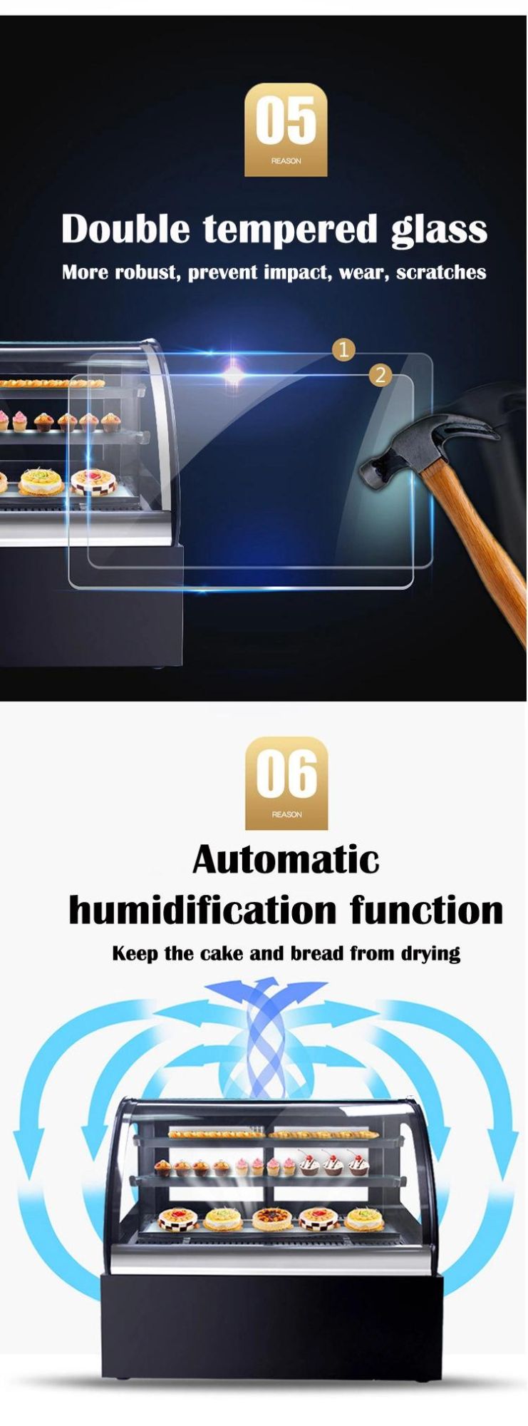 Modern Design Large-Capacity Cake Refrigerated Table-Type Arc Refrigerated Display Cabinet