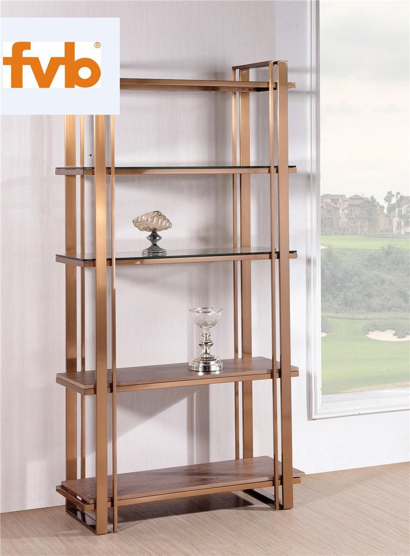 Stainless Steel Bookcase with Tempered Glass Top