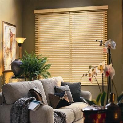 Home Cord PVC Faux Waterproof Wood Look Venetian Blinds with Wood Slats