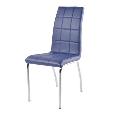 Chrome Leg High Back Soft Cushion Faux Leather Dining Chair