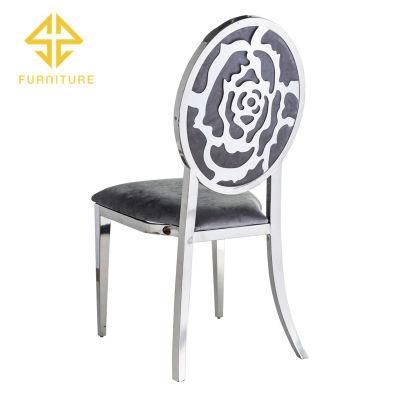 Luxury Flower Shape Frame Back Stainless Steel Wedding Dining Chair for Sale