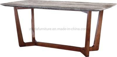 Factory Wholesale Home Furniture Modern Dining Furniture Hotel Villa Marble Top Walnut Solid Wood Leg Dining Table
