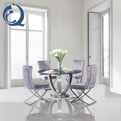 Glass Modern Set Mirror Round Dining Table